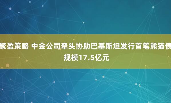 聚盈策略 中金公司牵头协助巴基斯坦发行首笔熊猫债 规模17.5亿元